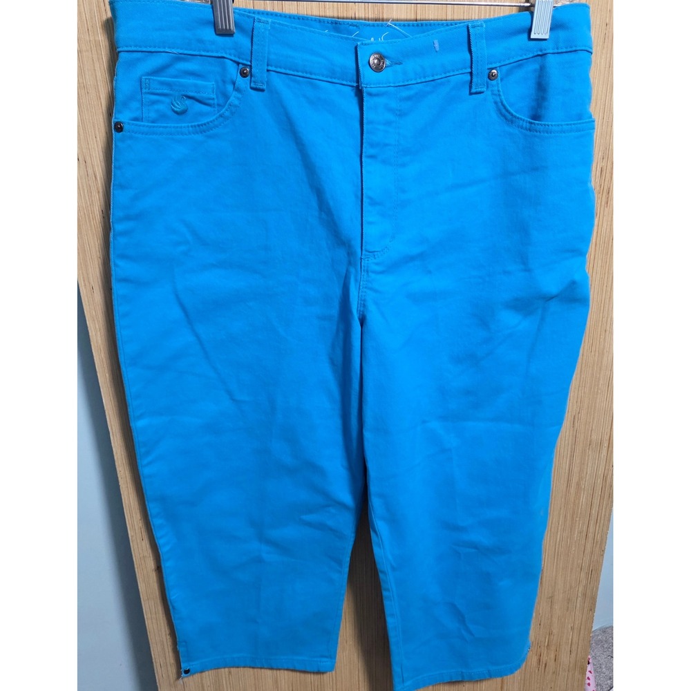 Gloria Vanderbilt Sz 14 Amanda Capri Pants Bright Blue Slimming Effect Womens
